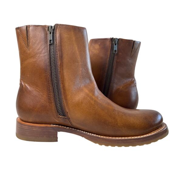 Frye Boot Veronica Ankle 6" Shaft Women's 8B Brown Leather Inside Zip Round Toe - Picture 5 of 11